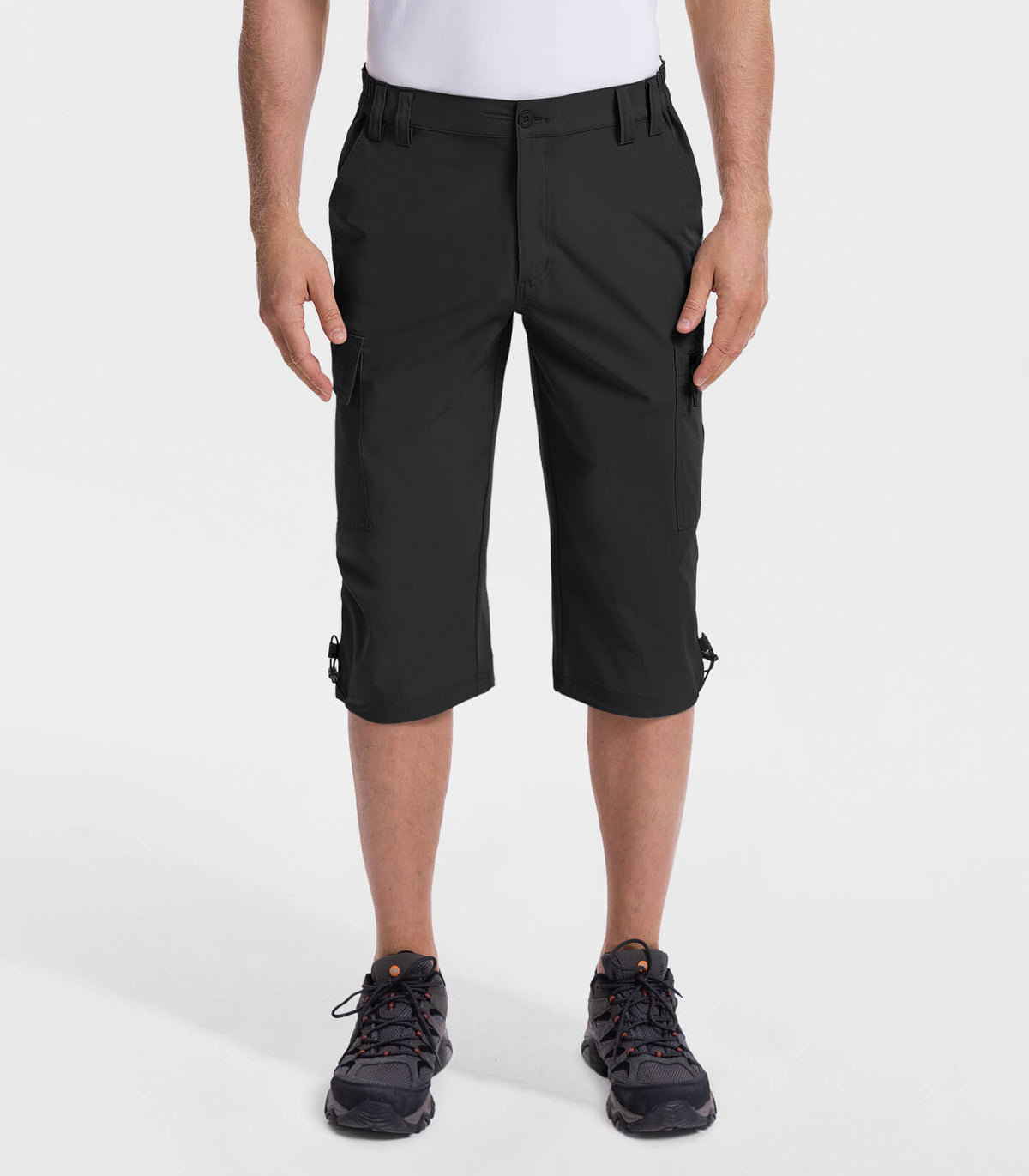 Men's 3/4 Short Bermuda Cargo Outdoor Capris #Color_Black