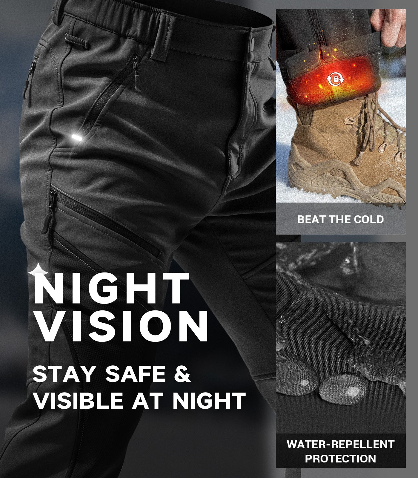 Men's Snow Ski Fleece lined Pants - SnowVenture M055