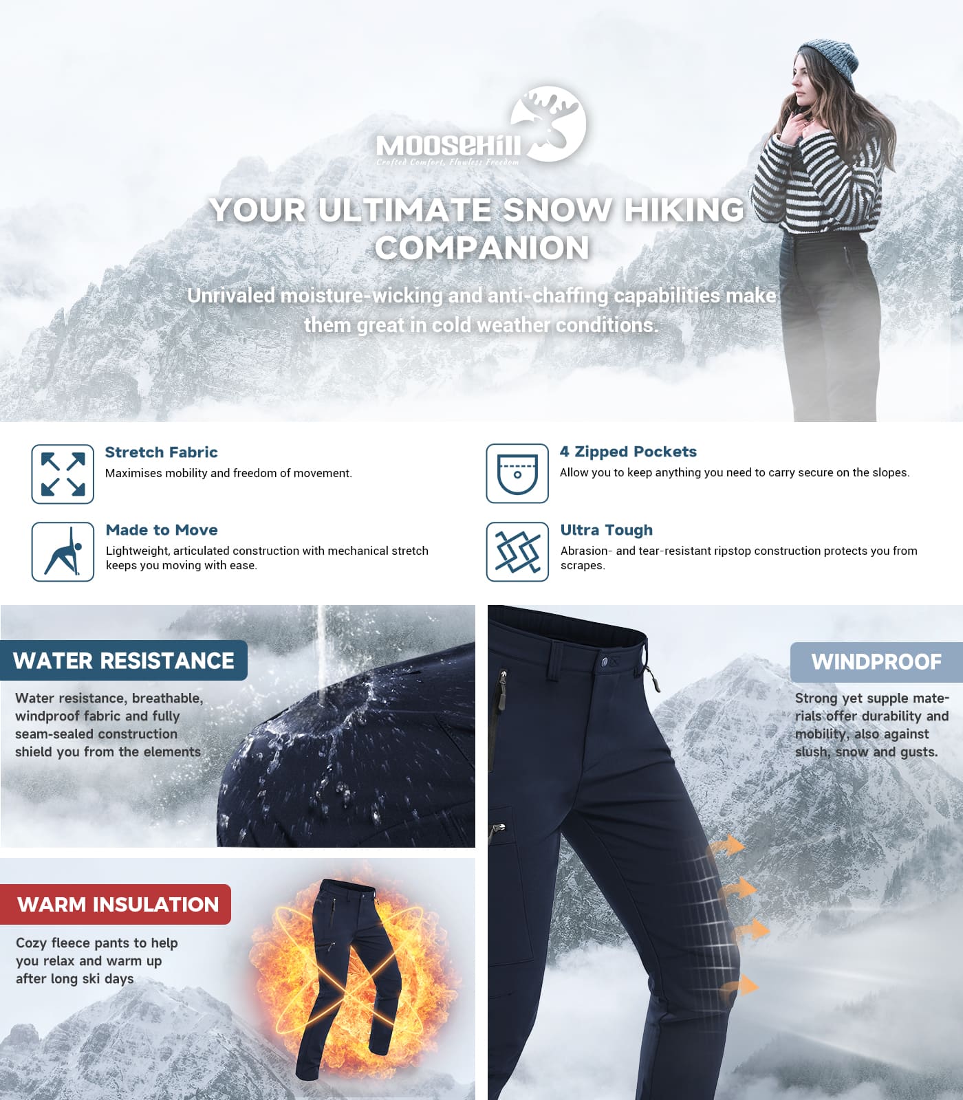 Women's Snow Ski Hiking Pants - SnowVenture W003