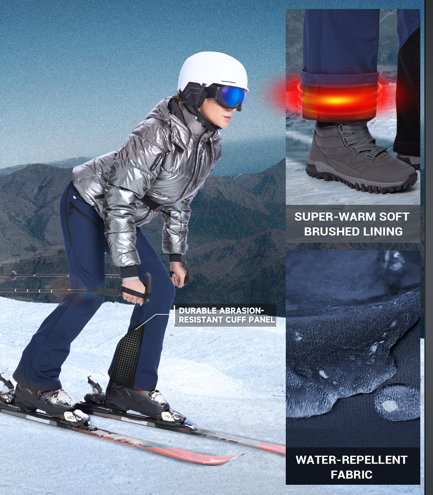 Women's Snow Ski Fleece lined Pants - SnowVenture W048