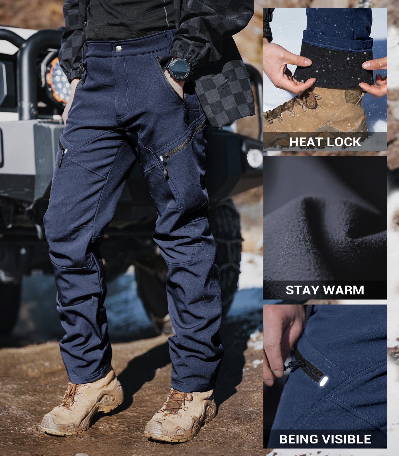 Men's Snow Ski Fleece lined Pants - SnowVenture M054