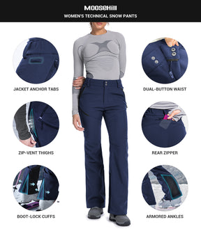 Women's Snow Ski Fleece lined Pants - SnowVenture W048
