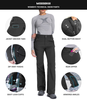 Women's Snow Ski Fleece lined Pants - SnowVenture W048
