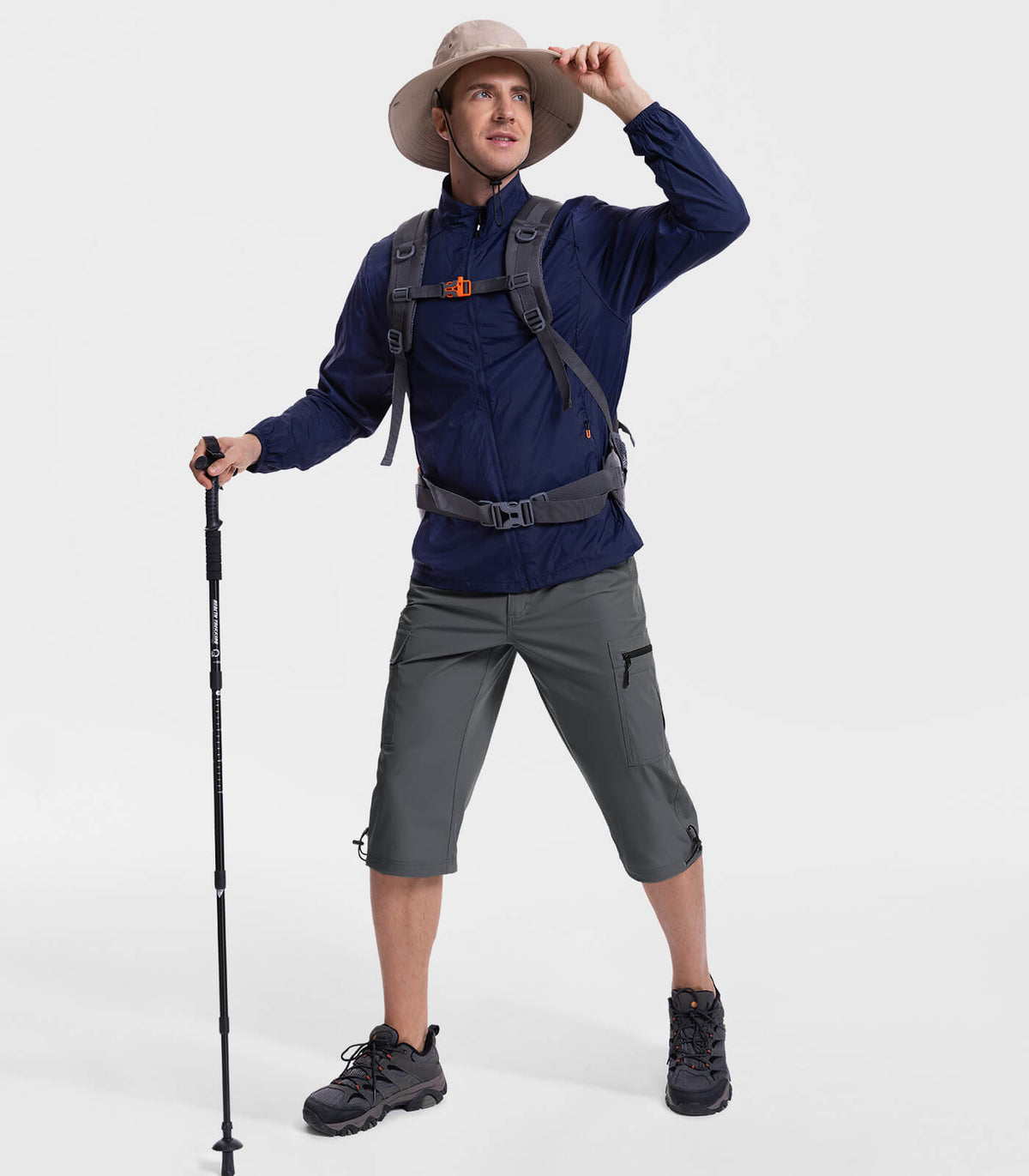 Men's 3/4 Short Bermuda Cargo Outdoor Capris #Color_Dark Grey