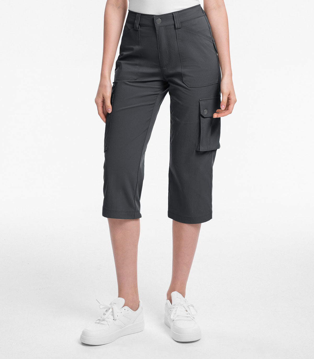 Moosehill Outdoor Clothing丨 Women's Cargo Capris Pants #Color_grey
