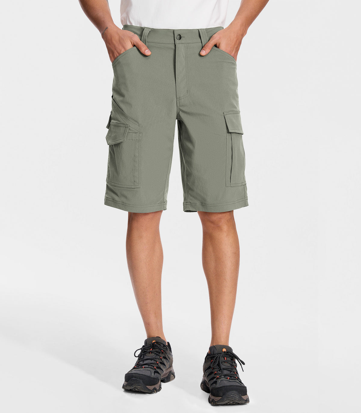 Men's Outdoor Quick Dry Lightweight Stretchy Shorts for Hiking #Color_Sage Green