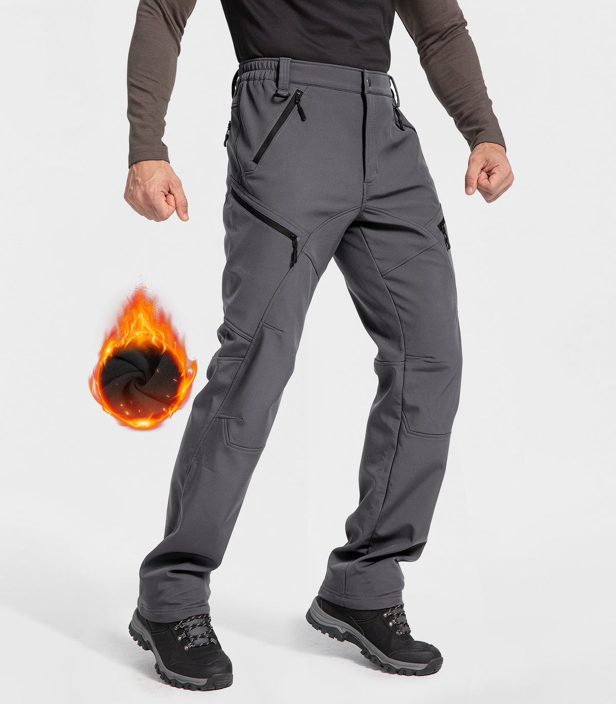 Man wearing a black tactical vest and gray pants on a white background #Color_grey