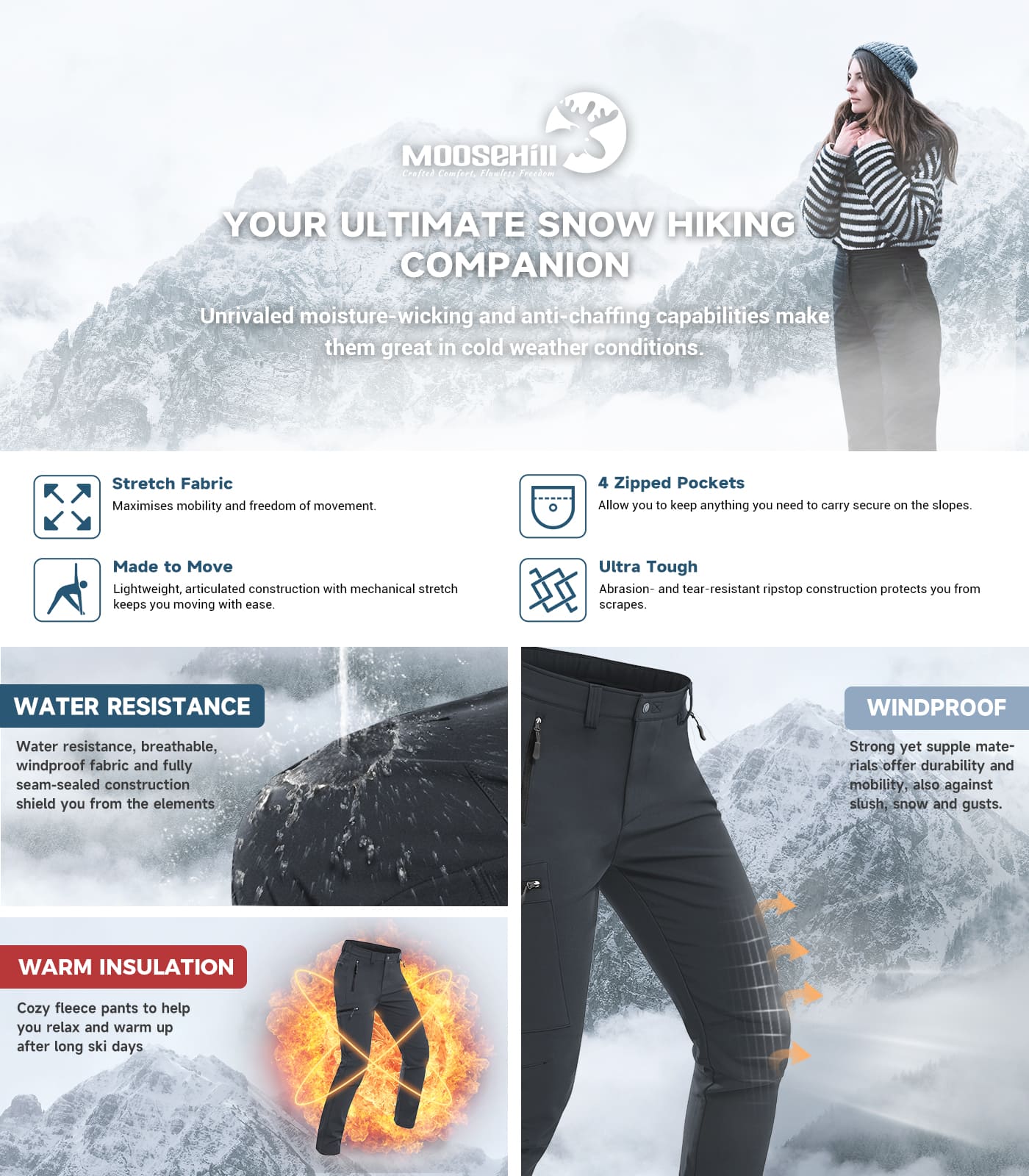 Women's Snow Ski Hiking Pants - SnowVenture W003