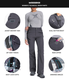 Women's Snow Ski Fleece lined Pants - SnowVenture W048