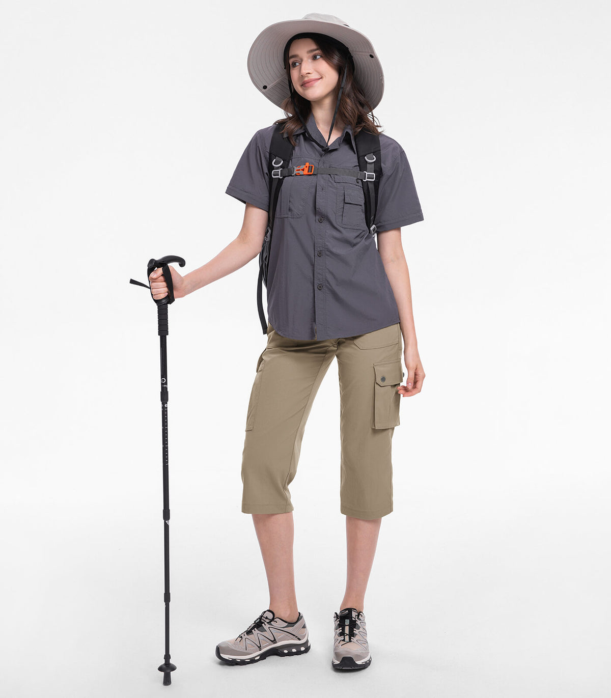 Moosehill Outdoor Clothing丨 Women's Cargo Capris Pants #Color_Khaki