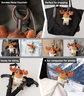 Conjunto Súper Suave Moosehill - Alce de Peluche Intercambiable - Llavero Adorable Lucky Moosey para Mochilas y Bolsos, Regalo Perfecto para Amantes de la Naturaleza y Niños - 5.5 Pulgadas
