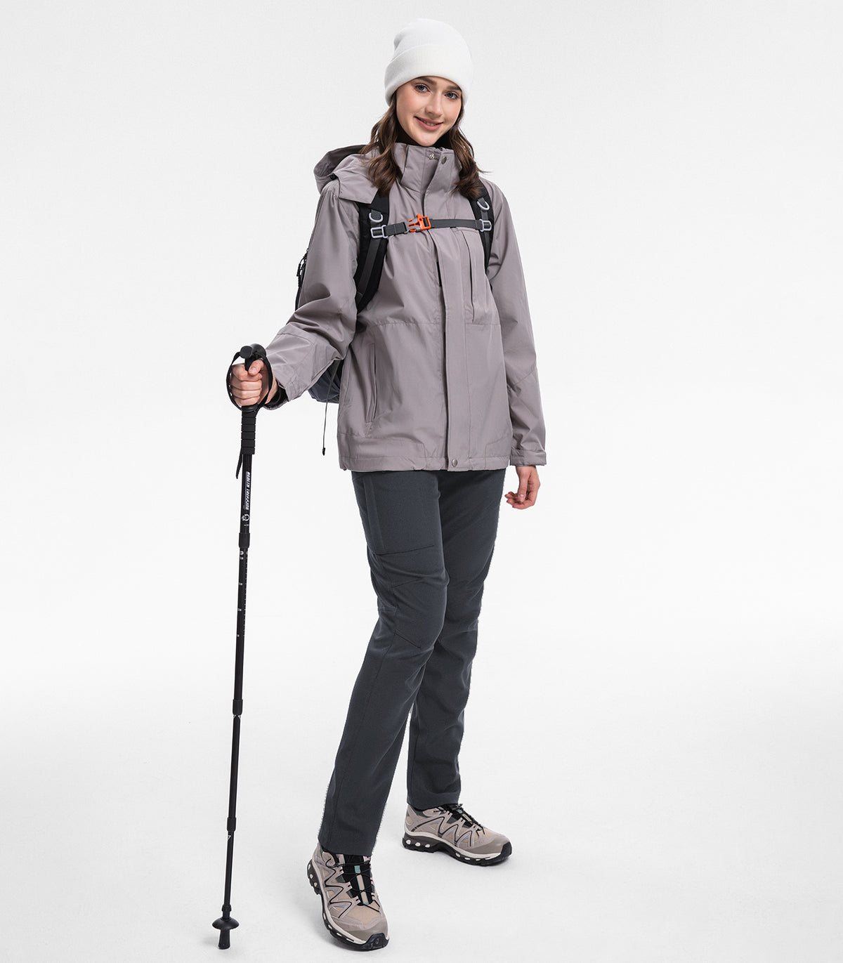 Women's Fleece Lined Hiking Pants #Color_Grey