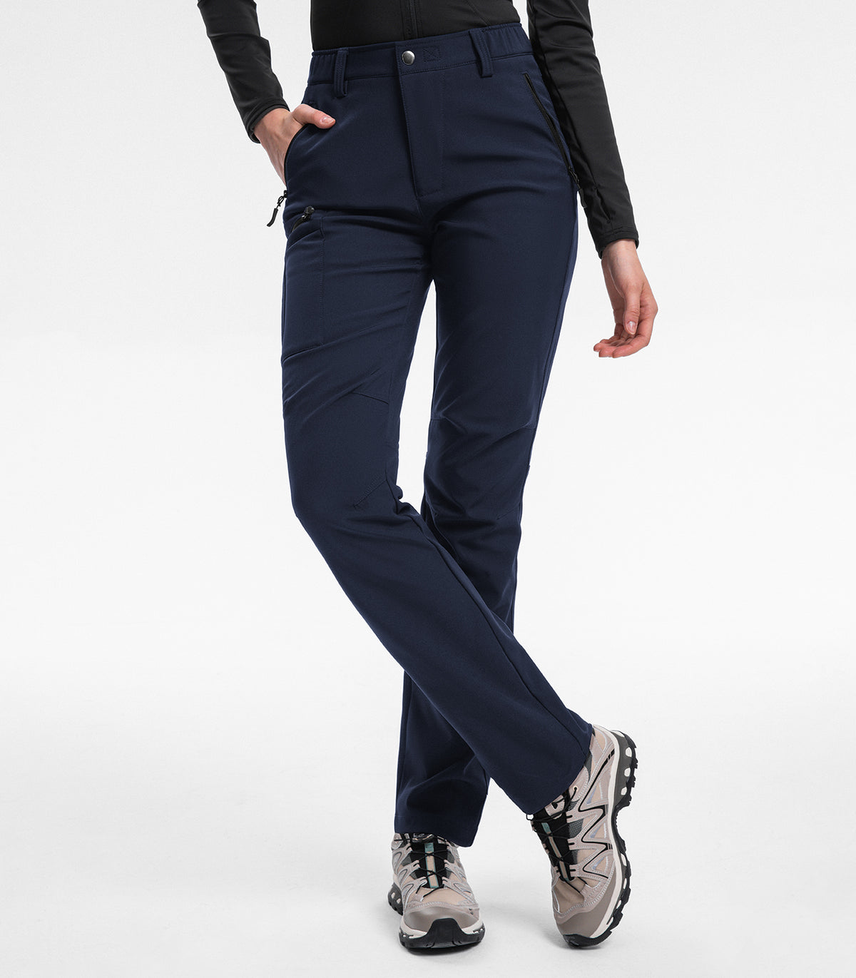 Women's Fleece Lined Hiking Pants #Color_Navy