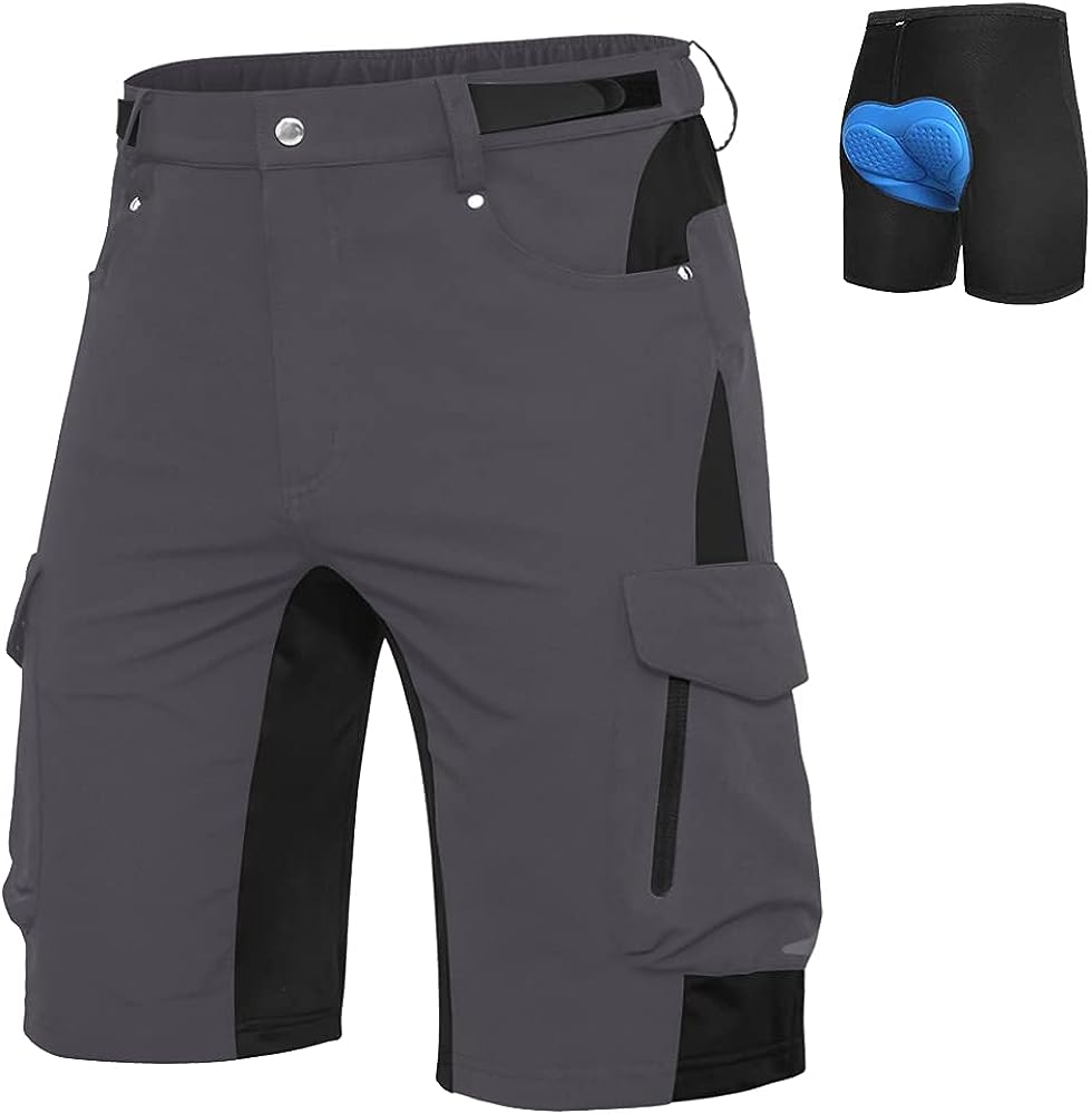 Mens Mountain Bike Shorts Padded MTB Shorts #Color_grey