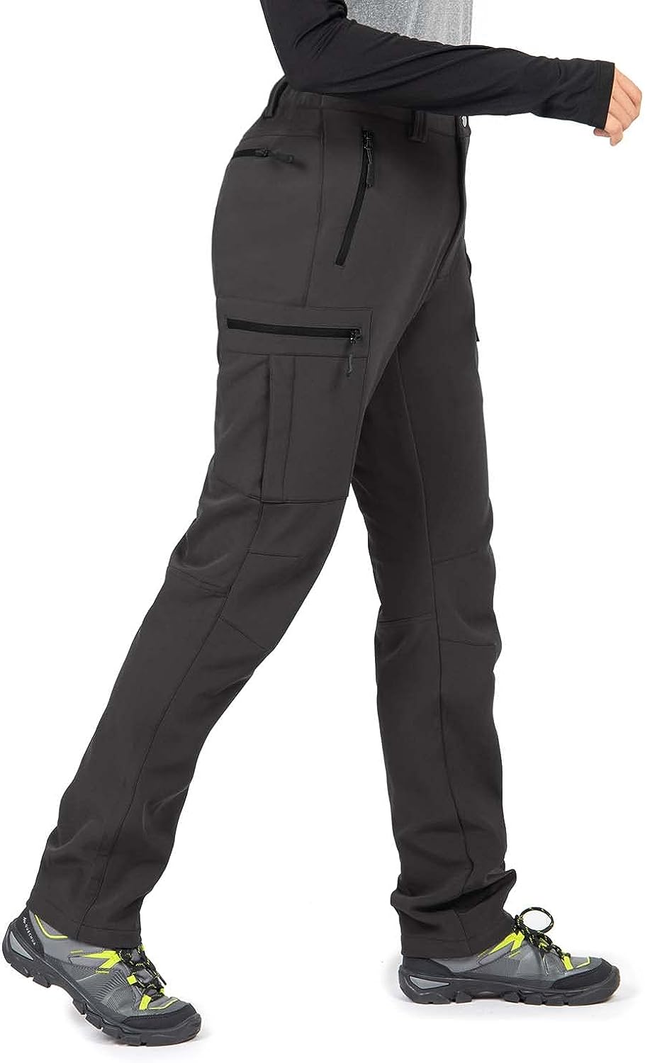 Women's Fleece Lined Hiking Pants Snow Ski Pants Water-Resistance Outdoor Softshell Insulated Pants for Winter