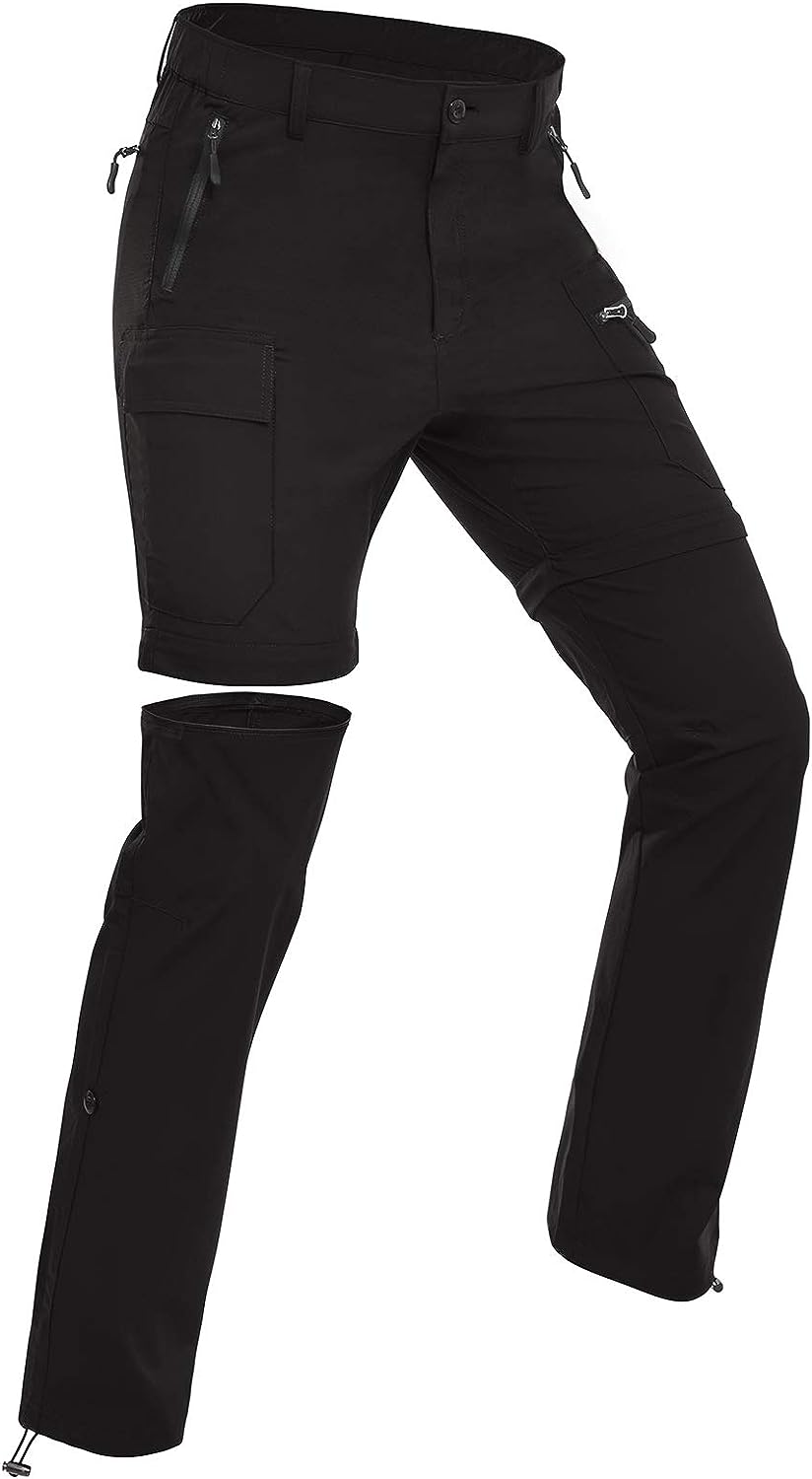 Women's Hiking Pants Convertible Zip Off Quick Dry Pants #Color_black
