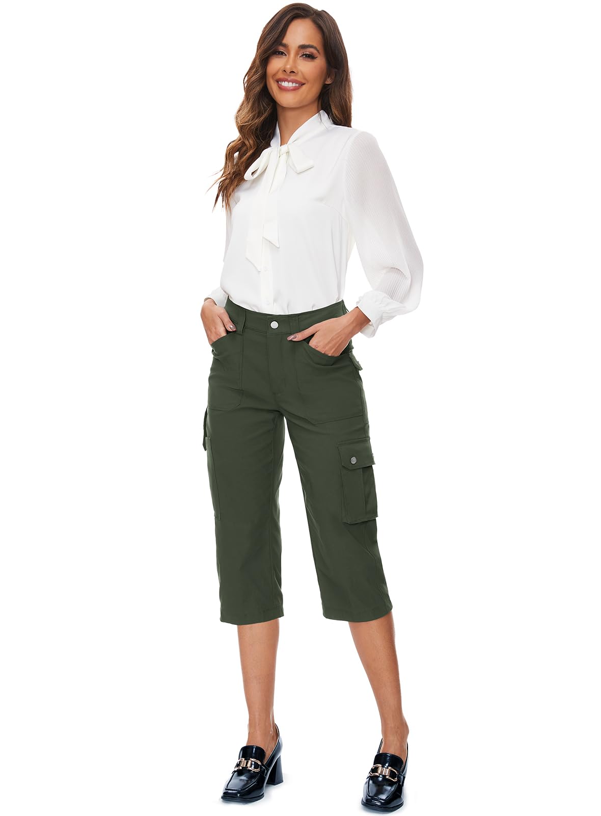 Pantalones capri de carga para mujer 12