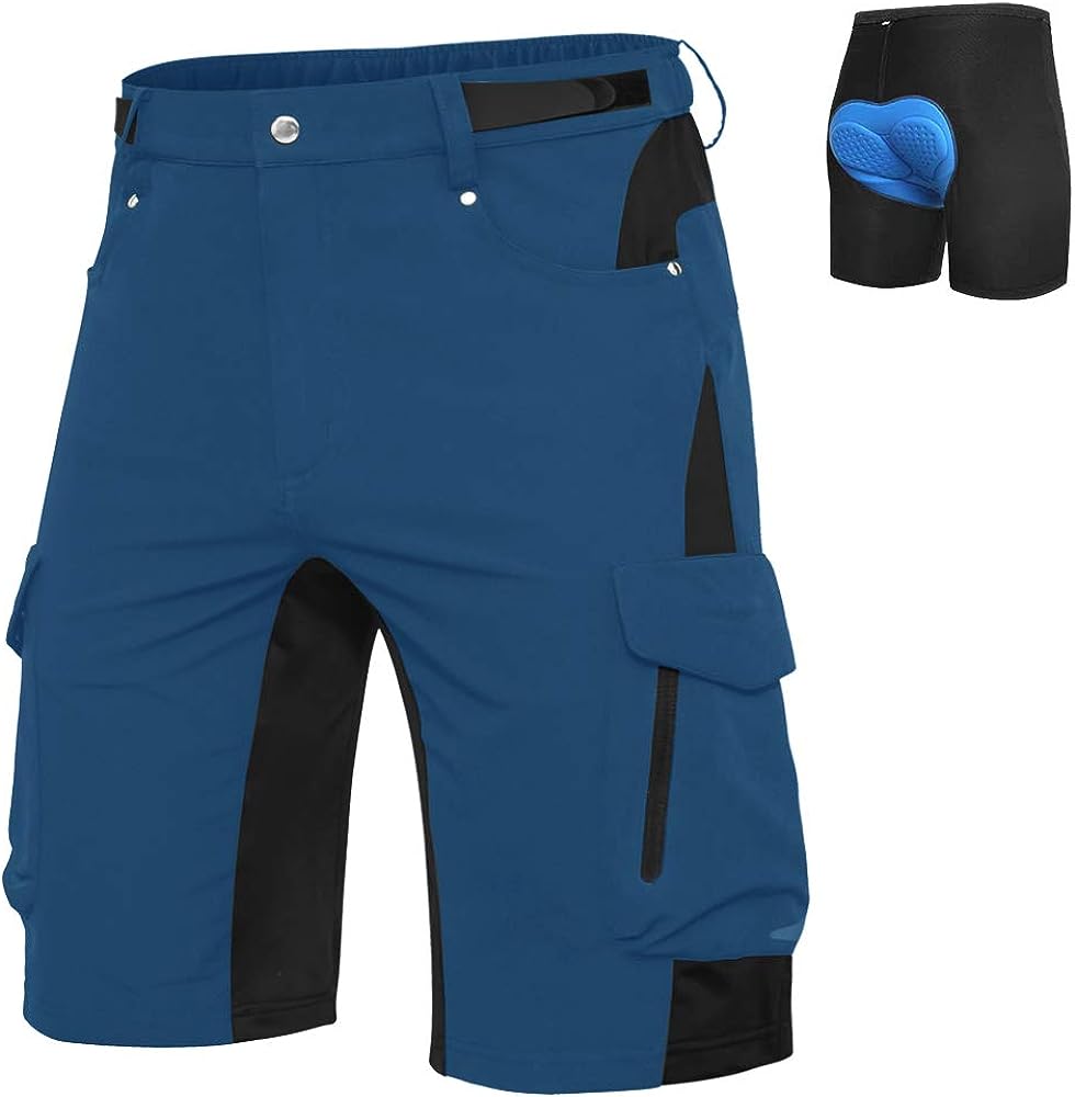 Mens Mountain Bike Shorts Padded MTB Shorts #Color_indigo
