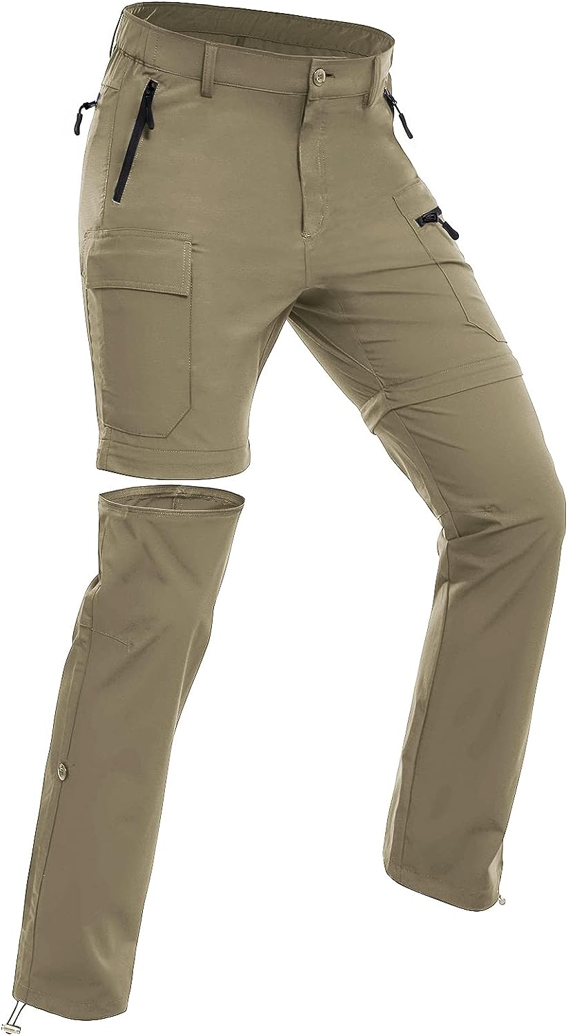 Women's Hiking Pants Convertible Zip Off Quick Dry Pants #Color_khaki