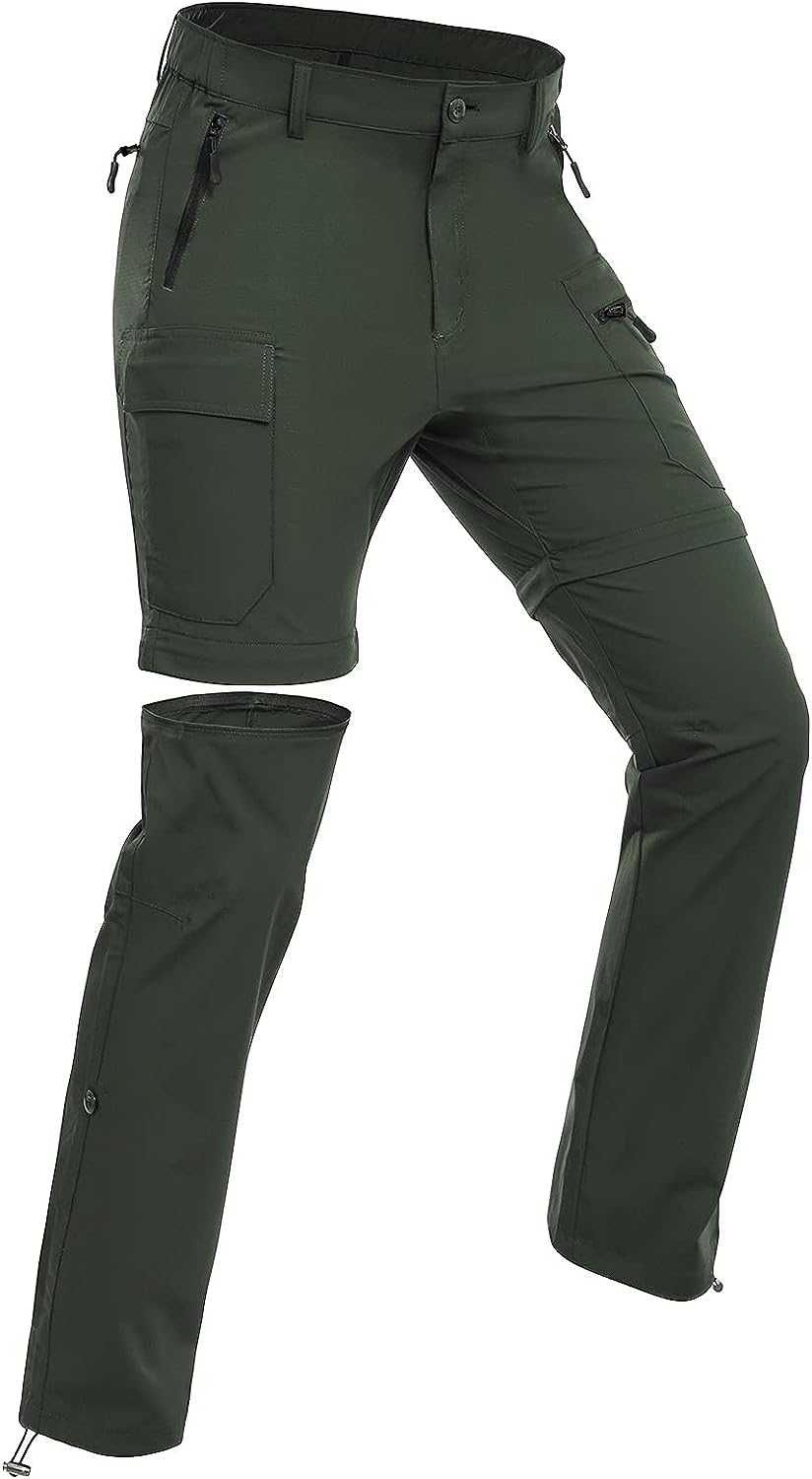 Women's Hiking Pants Convertible Zip Off Quick Dry Pants #Color_Green
