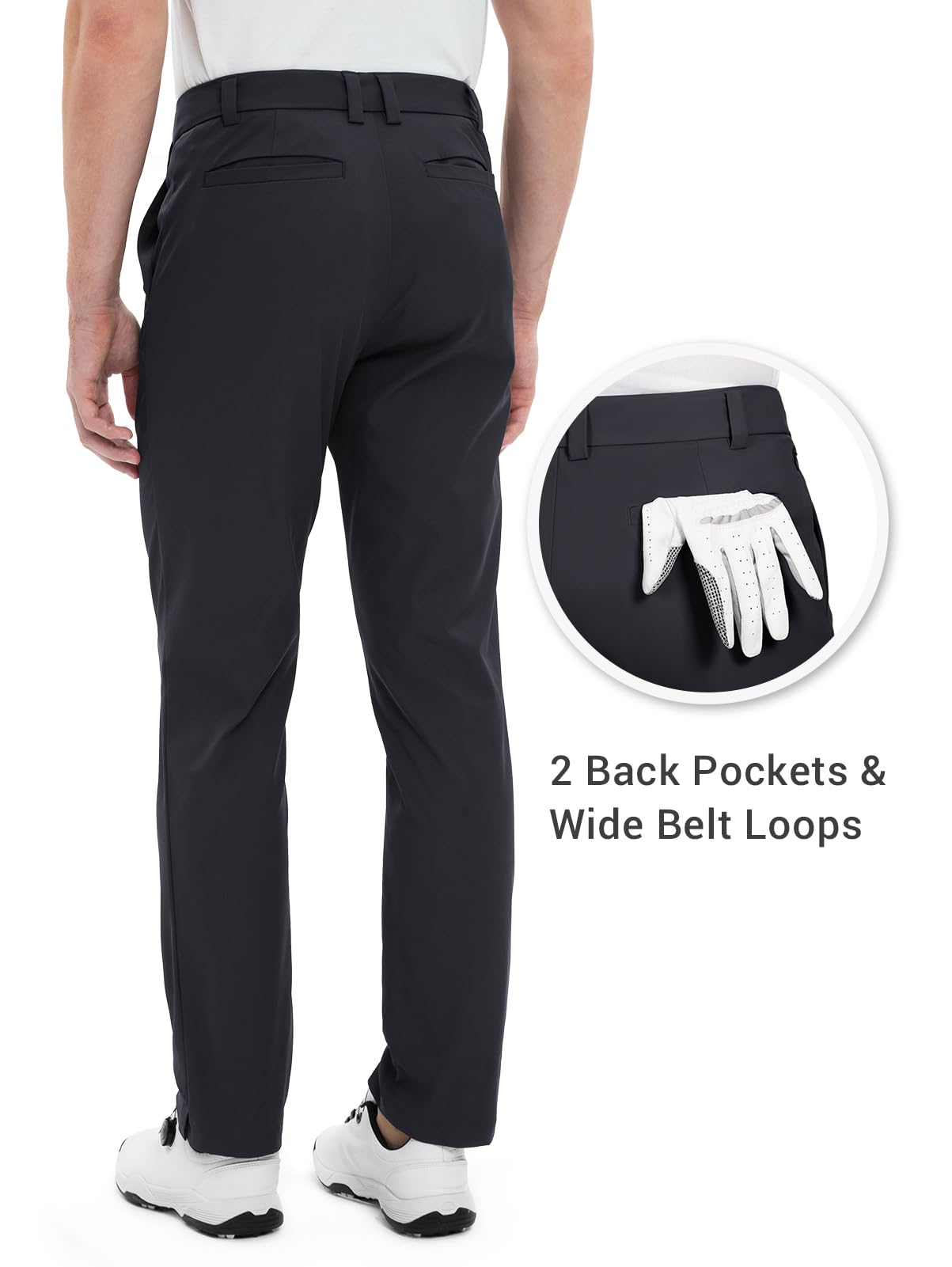 Men's Golf Pants Classic Fit Stretch Quick Dry Lightweight Dress Work Casual Outdoor Comfy Trousers with Pockets