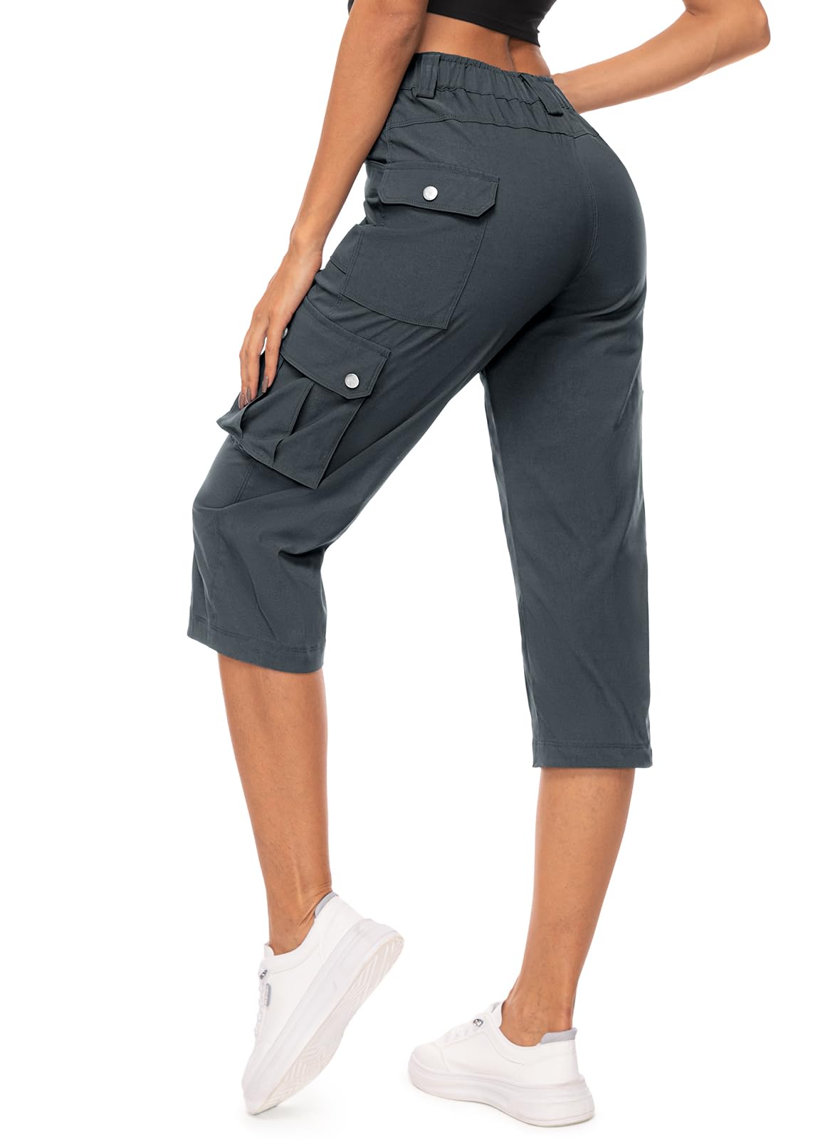 Women's Cargo Capris Pants #Color_grey
