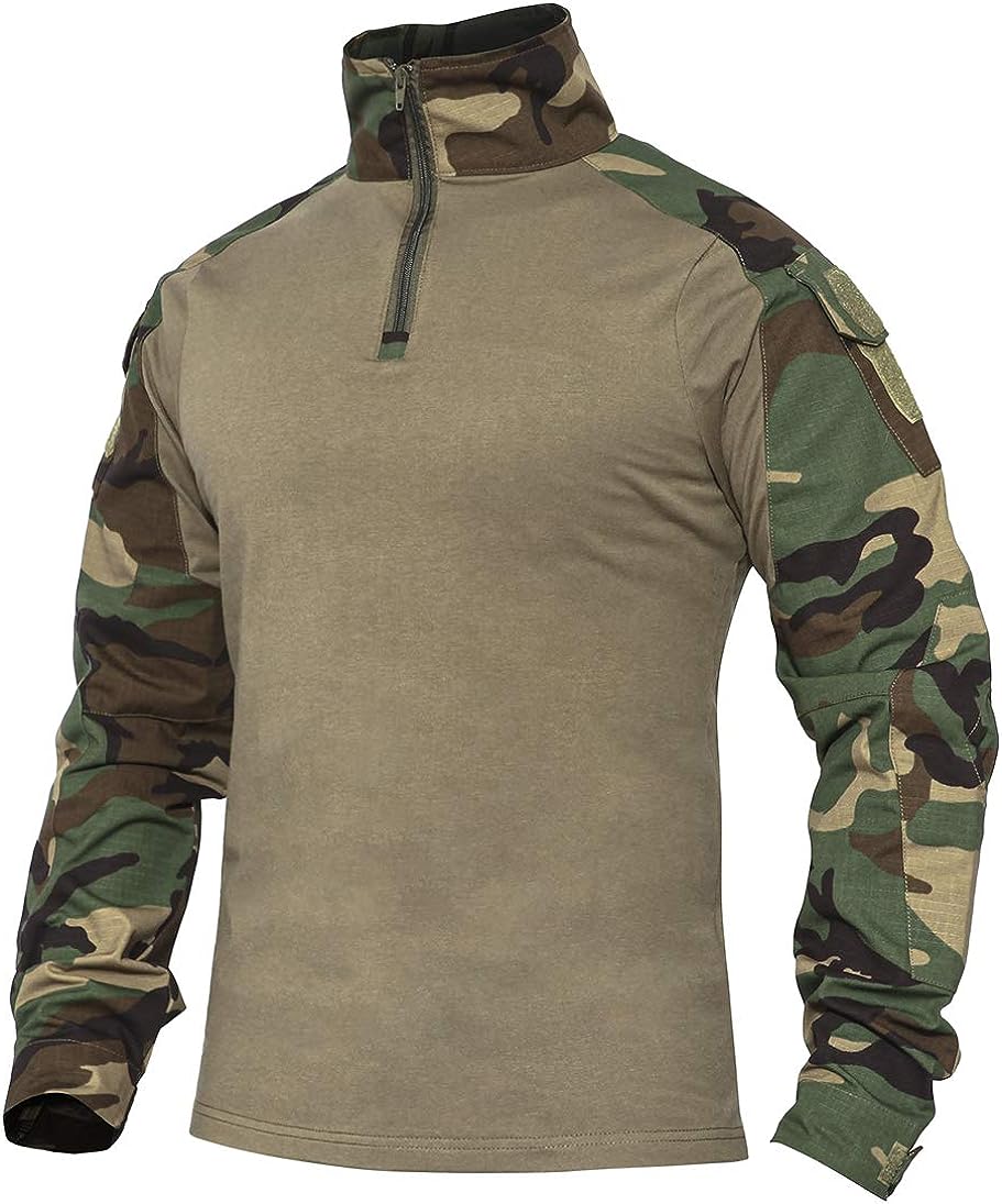 Combat Tactical Shirt for Men #Color_Woodland - 2 Pockets