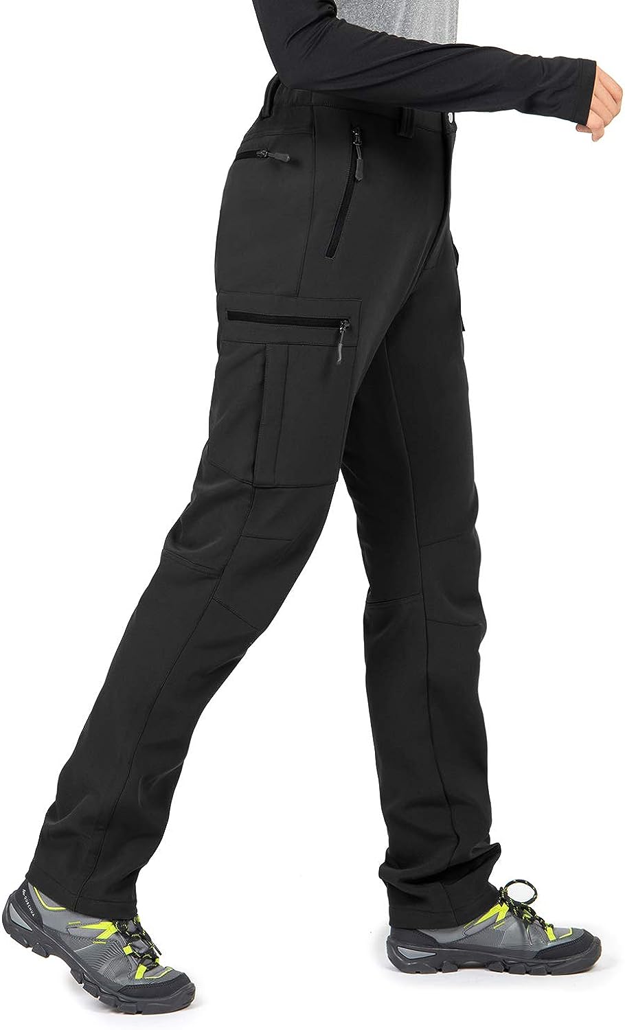BALEAF Women's Fleece Lined Trousers Waterproof Hiking Cargo Warm Soft  Shell Fleece Insulated Snow Ski Pants Black M - ShopStyle