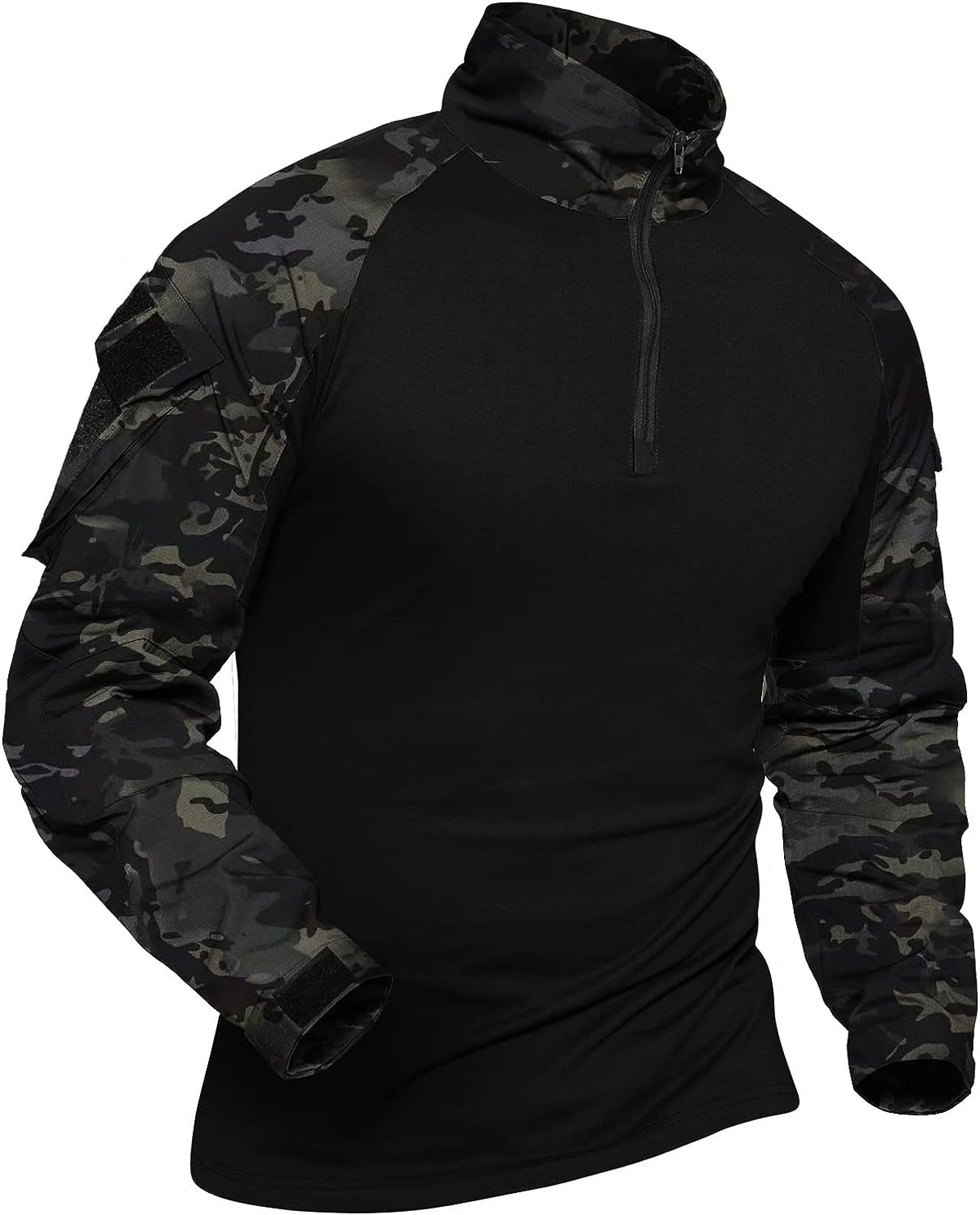Combat Tactical Shirt for Men #Color_Black + CP - 4 Pockets