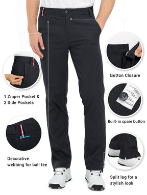 Men's Golf Pants Classic Fit Stretch Quick Dry Lightweight Dress Work Casual Outdoor Comfy Trousers with Pockets