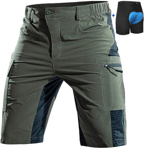 Mountain Bike Shorts Mens Padded MTB Biking Baggy Cycling Short Padding Liner with Zip Pockets