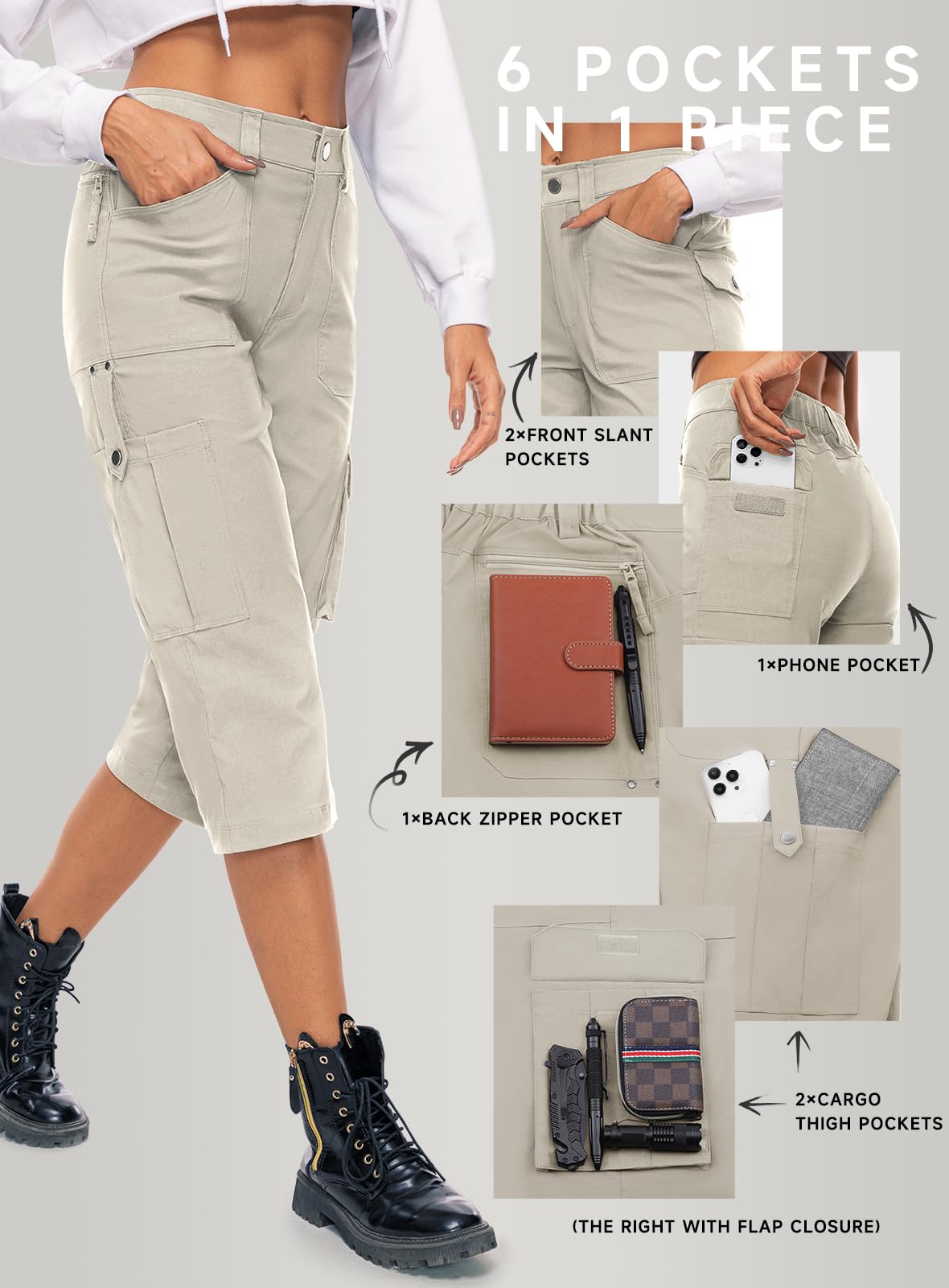 Pantalones capri de carga para mujer 12