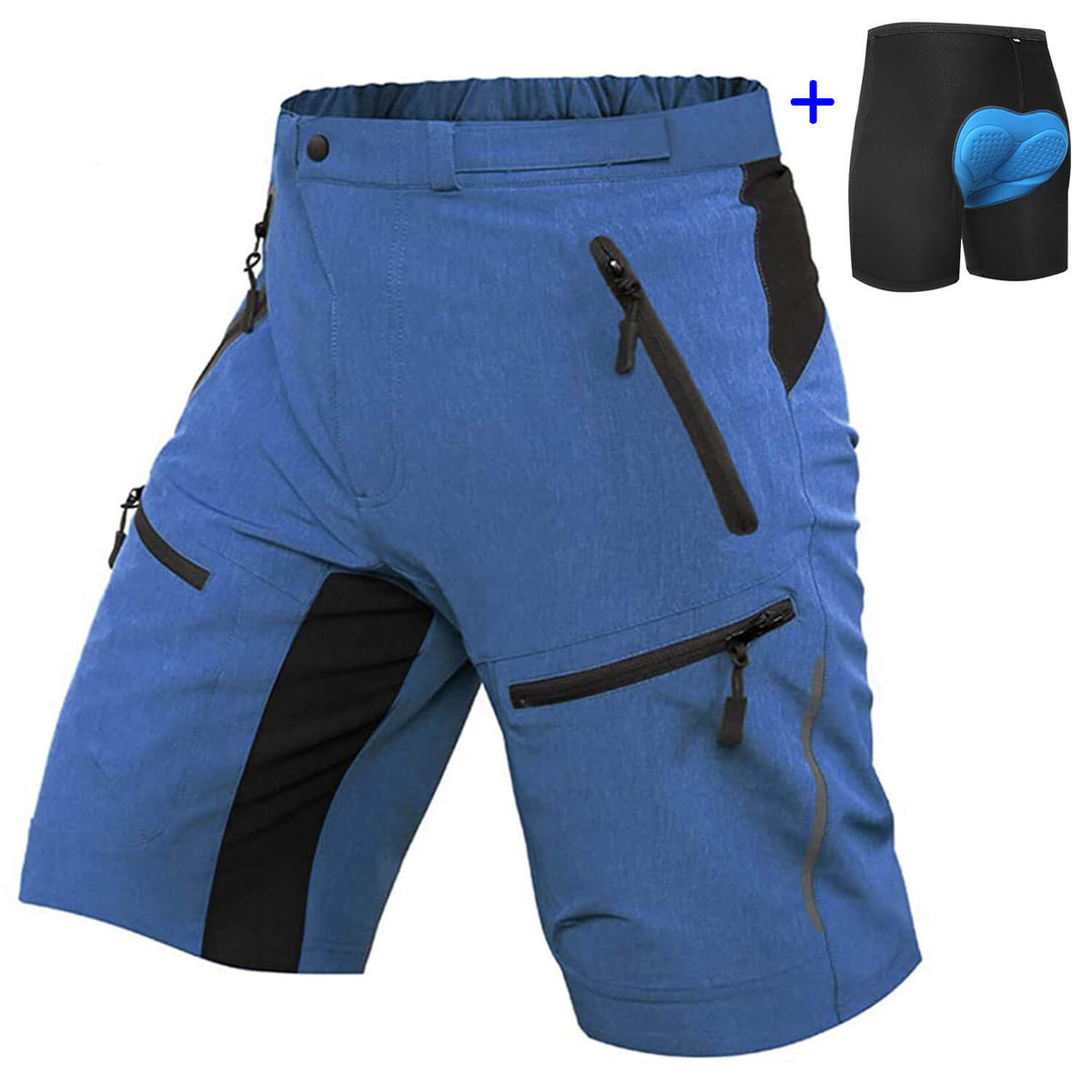 Premium Padded Men's Baggy Mountain Bike Shorts #Color_Fog Blue