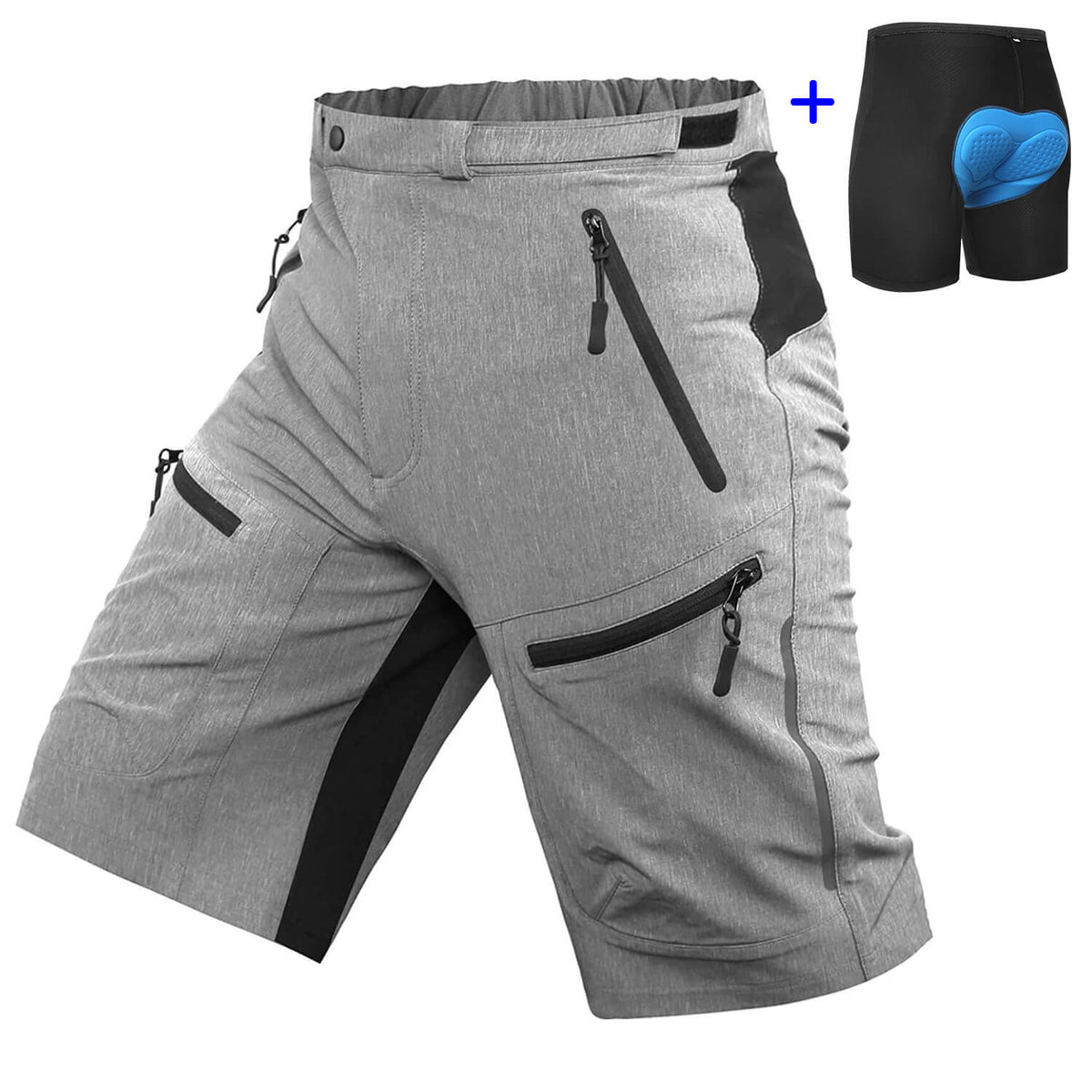 Premium Padded Men's Baggy Mountain Bike Shorts #Color_grey