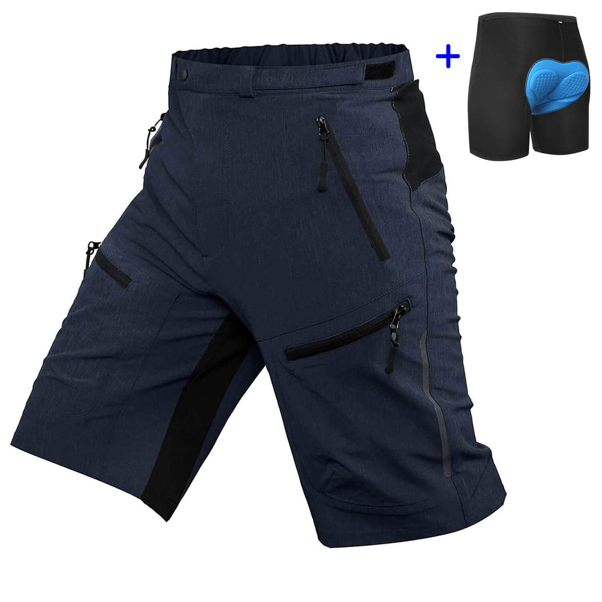 Premium Padded Men's Baggy Mountain Bike Shorts #Color_navy